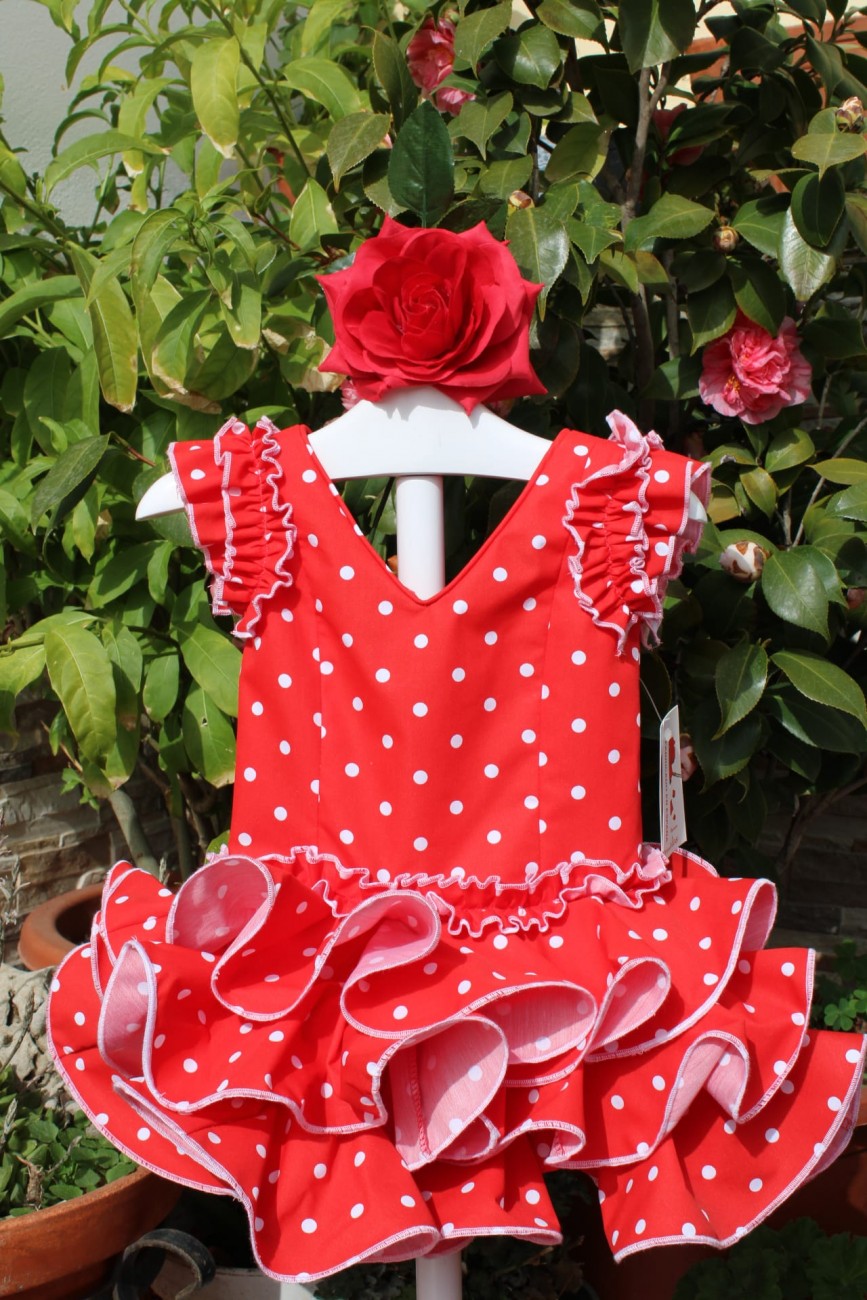Vestido flamenco para bebés en color rojo
