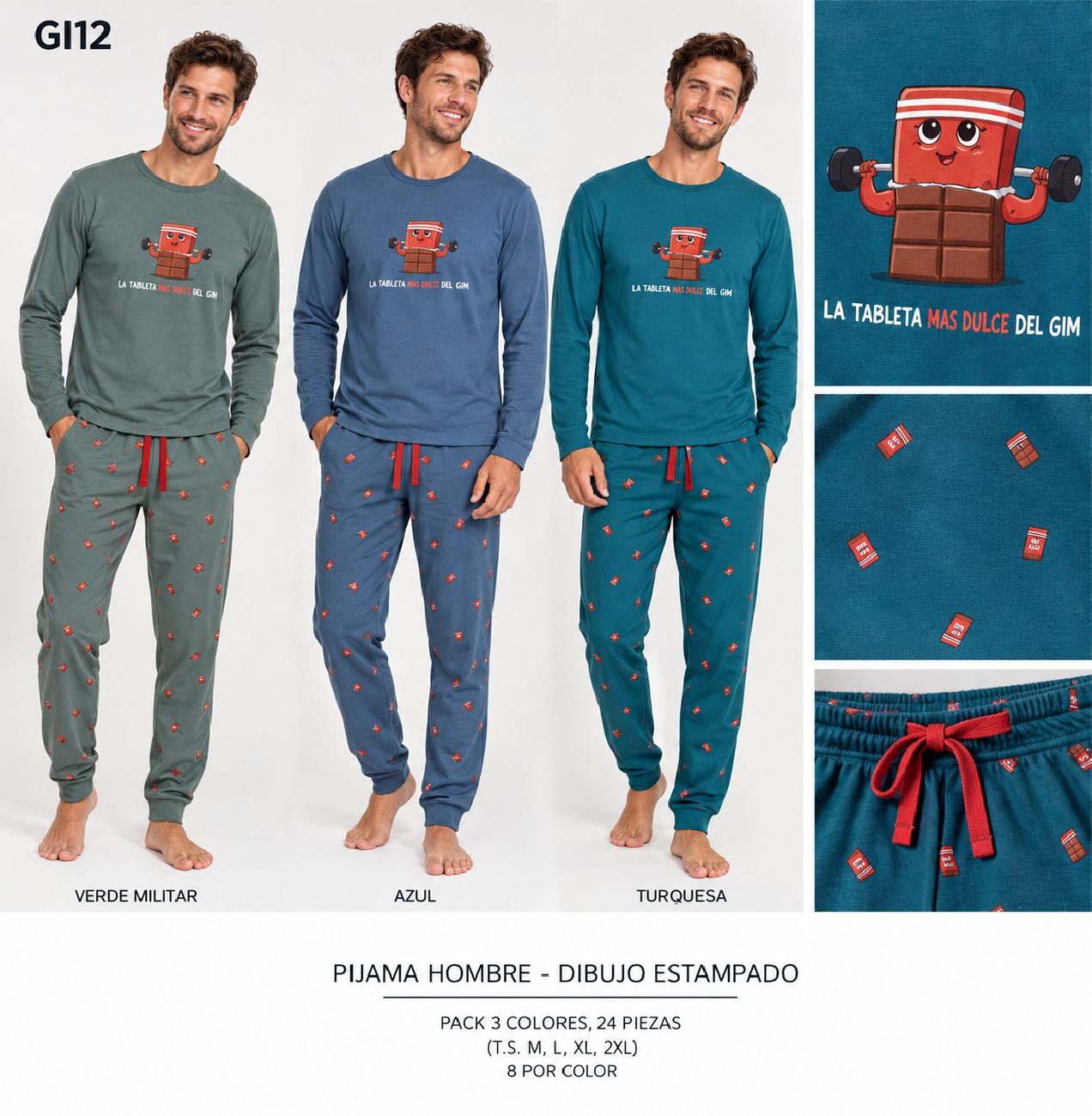 PIJAMA DE CABALLERO  ALGODON FINO (LA TABLETA MAS DULCE DEL GIM)
