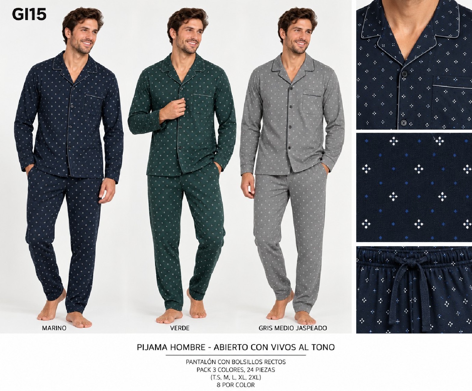 PIJAMA ABIERTO CABALLERO ALGODON FINO