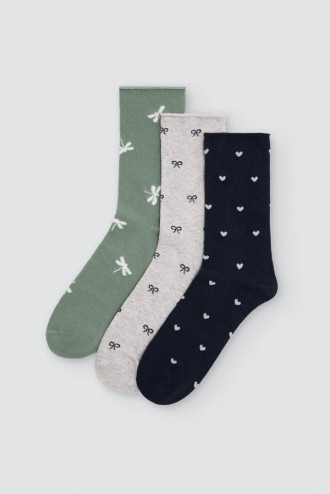 Pack de 3 calcetines estampados fantasía sin puño 12109