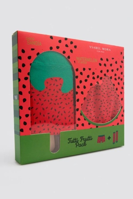 Pack bóxer y calcetín algodón estampado sandía ysabel mora
