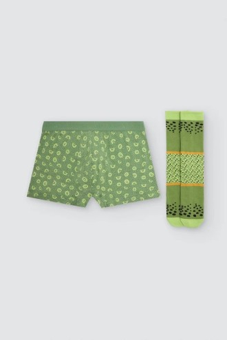 Pack bóxer y calcetines algodón estampado kiwis ysabel mora