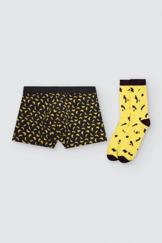 Pack bóxer y calcetín algodón estampado plátanos ysabel mora