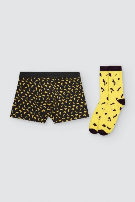 Pack bóxer y calcetín algodón estampado plátanos ysabel mora