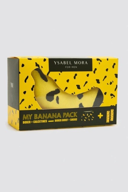 Pack bóxer y calcetín algodón estampado plátanos ysabel mora