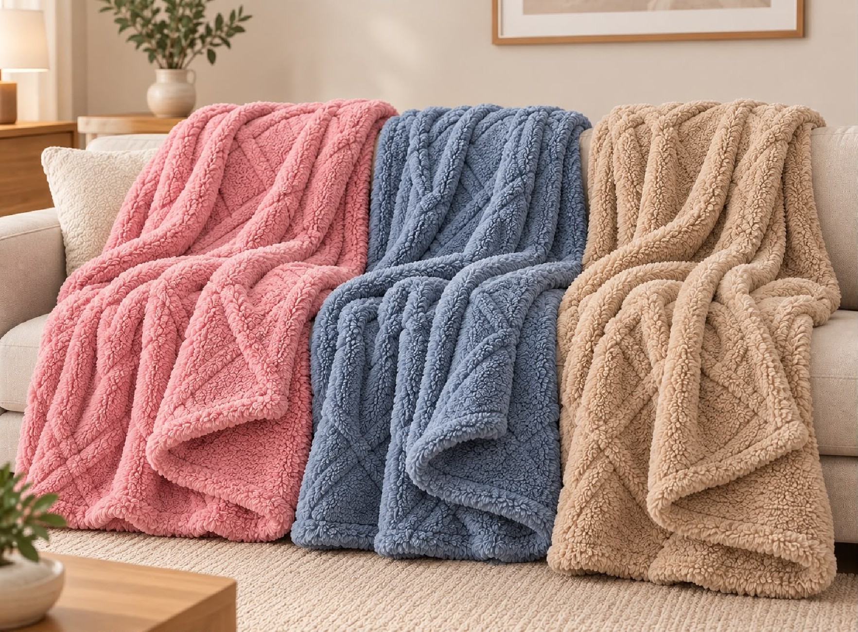 Manta de sofá borrego modelo Canva – Miracle Home