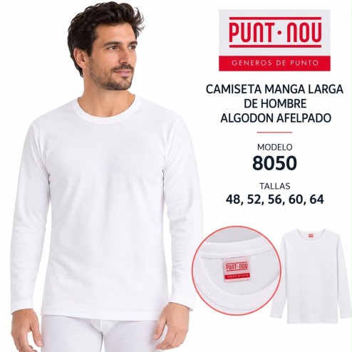CAMISETA ALGODON AFELPADO  DE CABALLERO MANGA LARGA PUNT NOU
