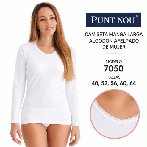 CAMISETA INTERIOR DE ALGODON SEÑORA MANGA LARGA BABIDU PUNT NOU