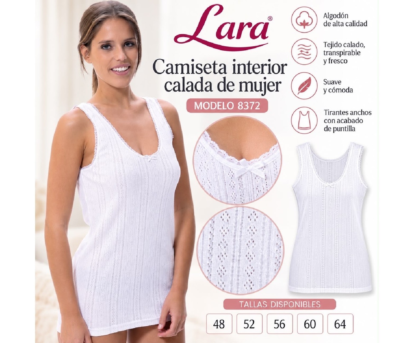 CAMISETA INTERIOR CALADA DE SEÑORA