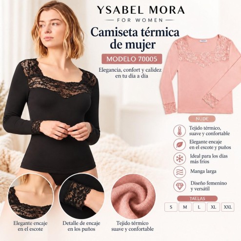 CAMISETA SEÑORA TÉRMICA ENCAJE