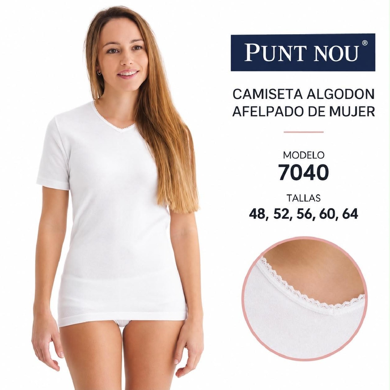 CAMISETA DE MUJER ALGODON AFELPADA MANGA CORTA